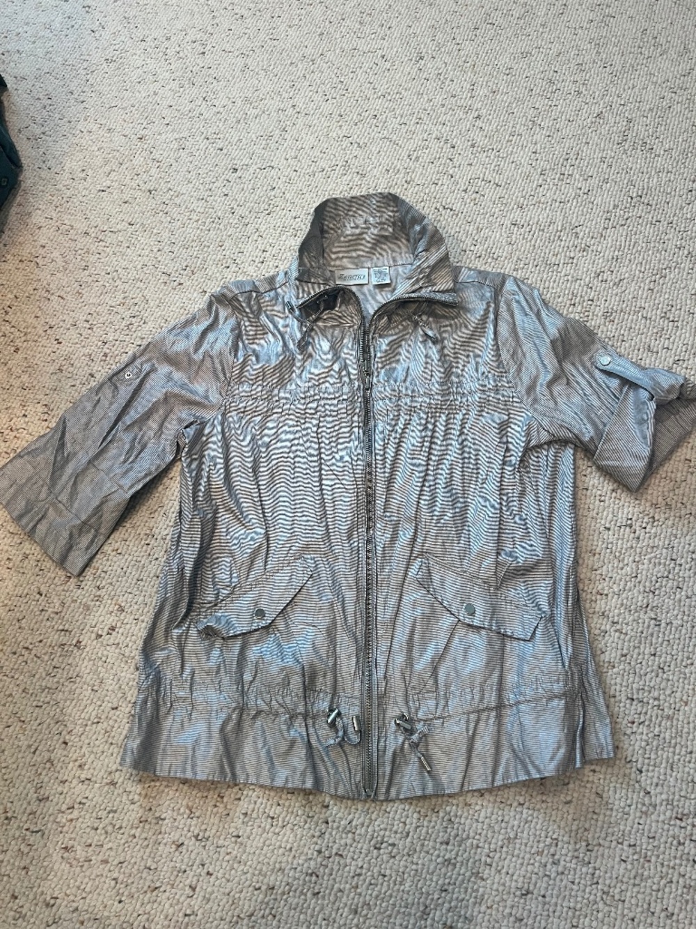 Chicos Zenergy Grey metallic jacket size 1